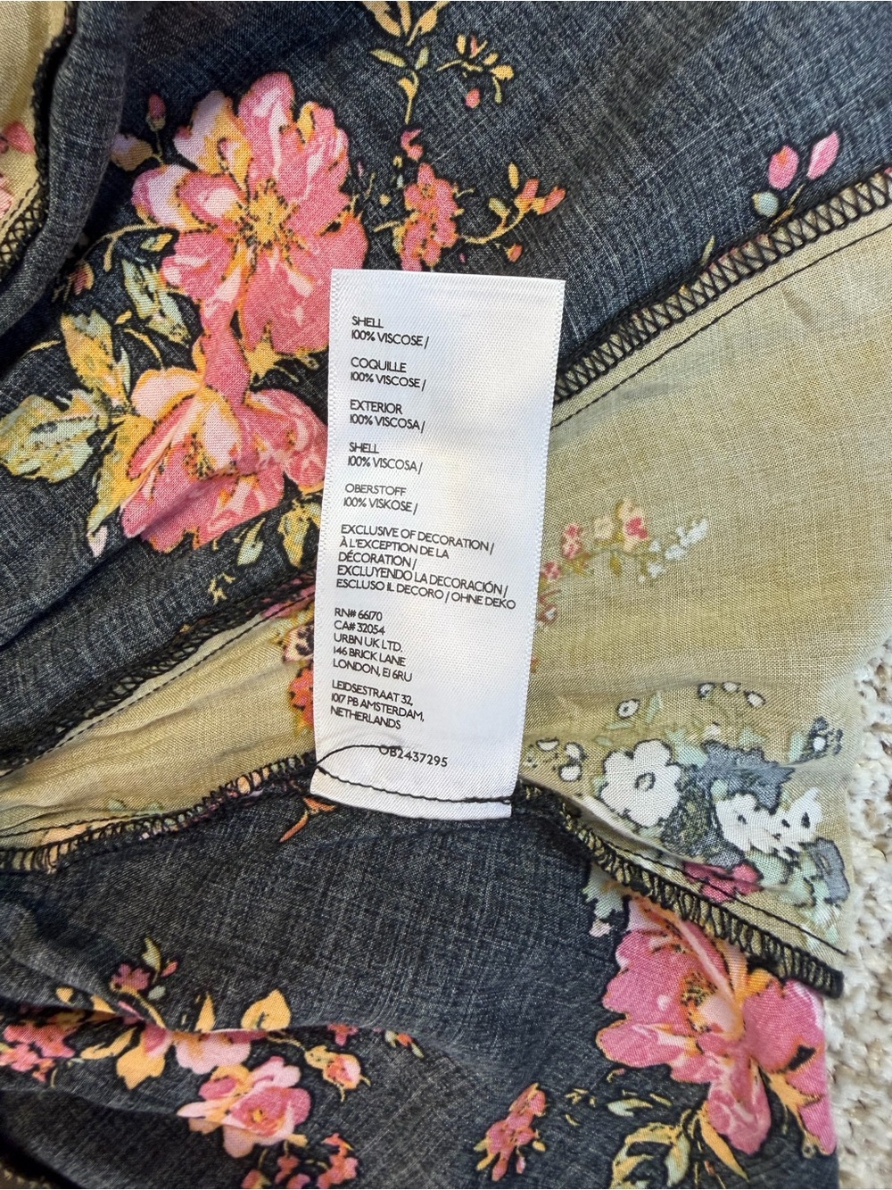 Free People Tillie Floral Plunge Babydoll Top Women's XS Black Olive Cami - Picture 6 of 8